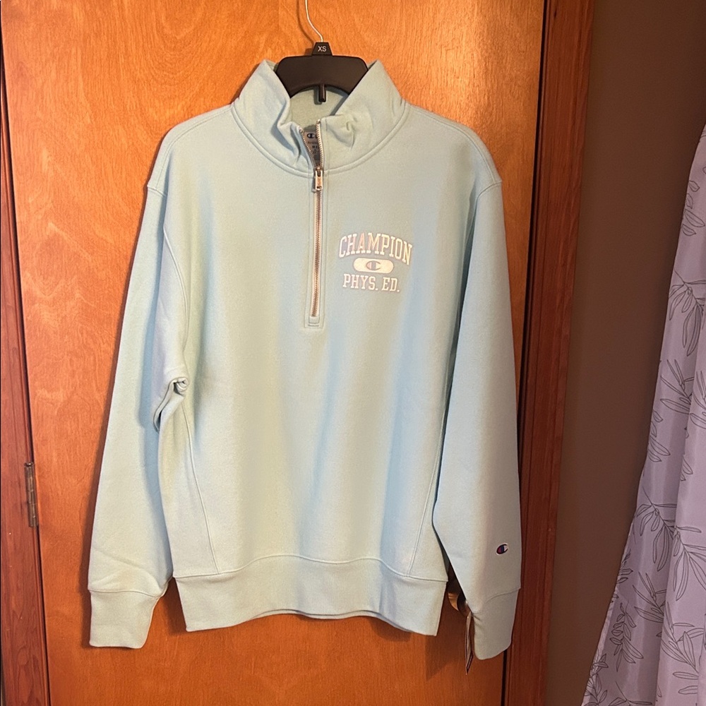 Champion Women's Light Blue Zip-Up Top